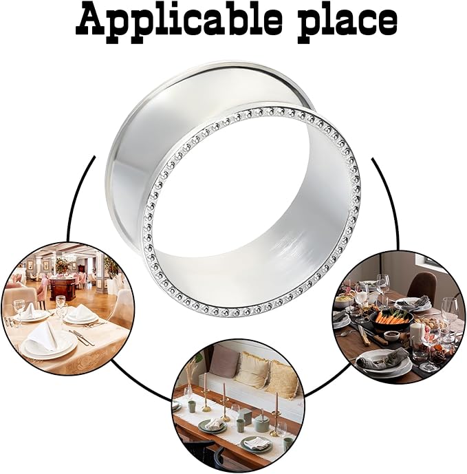 16 Pcs Silver Napkin Rings Set Hollow Out Metal Napkin Holder Exquisite Serviette Buckle Bulk for Wedding Party Gathering Dinner Table Decoration