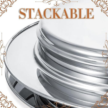 Bekith 2 Pack Communion Plates for Church, Communion Ware Stainless Steel Bread Tray, Church Supplies Set, Silver