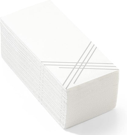 50 Pack Linen Feel Guest Paper Hand Towels | Disposable Super Absorbent Airlaid Paper Towels For Bathroom, Party, Weddings, Or Events | 12 x 17 Inches 1/6 Folded Decorative Design