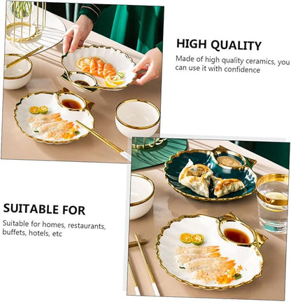 BESTOYARD Shell Serving Plate for Sushi Dumpling Dish Ceramic Plates Elegant Vinegar Bowl