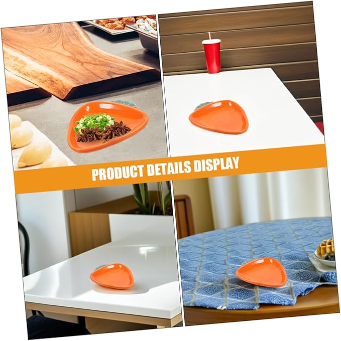 KICHOUSE 2Pcs Small Ceramic Dishes Playful Carrot Shaped Serving Plates for Dipping Sauces Snacks and Appetizers for Kitchen and Dining Handpainted and Portable