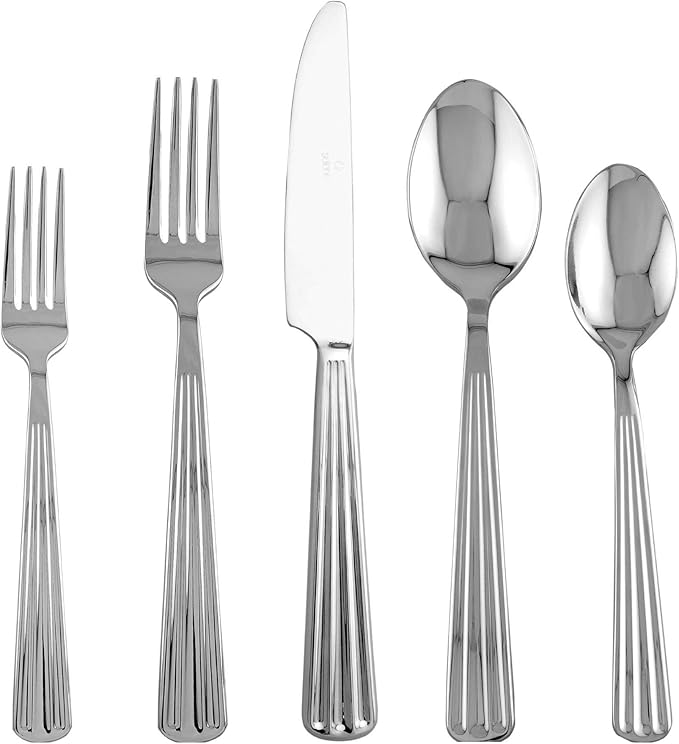 Supreme Housewares 20-Piece 18/8 Stainless Steel Flatware Set, Service for 4, Include Knives Forks Spoons Teaspoons Salad Forks, Mirror Polished, Dishwasher Safe (Strip)