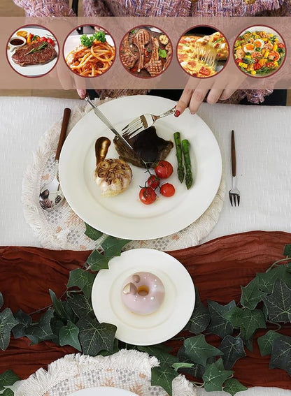OMAYKEY 10.5 Inch Dinner Plates, Ceramic Round Plate Set, Salad Serving Modern Dishes for Steak, Patas, Pizza, Dishwasher, Microwave, Oven Safe, Scratch Resistant, Smooth Glaze, 8 Packs