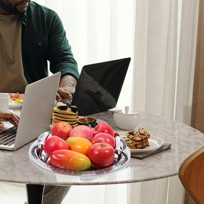 European Style Round Pattern Serving Tray 13.18In Fruit Plate for Snacks Desserts and Home Storage Decorative Tray for Kitchen and Living Room