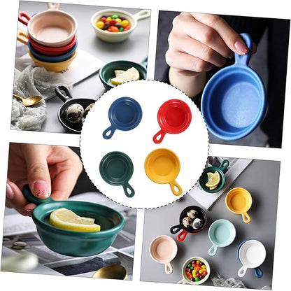 4pcs Dessert Tray Japanese Style Ceramic Plates Lids for Condiments Snacks