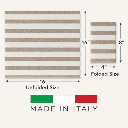 Made in Italy Linen-Feel Disposable Guest Towels - Premium Airlaid Cloth-Like Bathroom Napkins, Soft & Absorbent Luxury Hand Towels, Elegant Striped Dinner Napkins for Parties, Events, Bulk 500 Count
