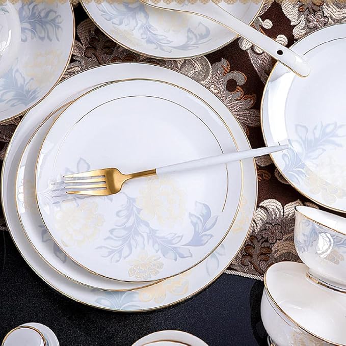 Dinnerware Set Kitchen Tableware Dinner Dish Ceramic Plates and Dishes Bowls 60pcs combination dishes and plates sets-60pcs WHITE