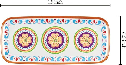 UPware Cinco de Mayo Melamine Serving Tray, 15 x 6.5 Inch Rectangular Serving Platter, BPA Free Food Tray for Party Entertaining