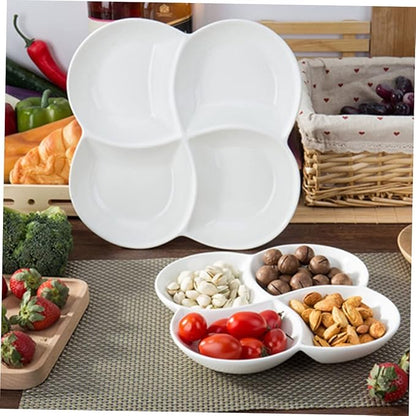 Compartment Ceramic Food Serving Plate Split Meal Tray for Snacks Desserts and Appetizers for Office School and Restaurant Use