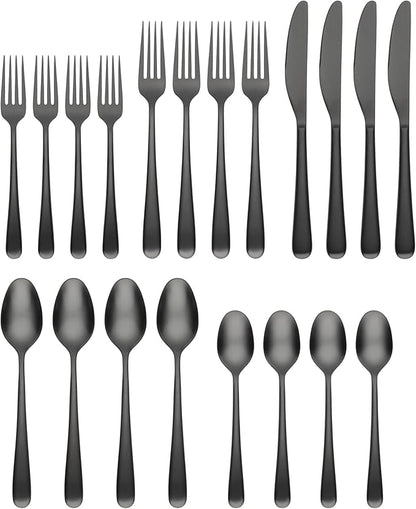 Cambridge 514520CKW12DS Rafael Black Flatware, 20-Piece Set
