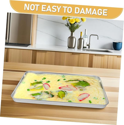 Stainless Steel Rectangular Food Tray Dinner Plate for Home Banquets Serving Dish for Salad Appetizers and Snacks Easy to Clean and Elegant Design