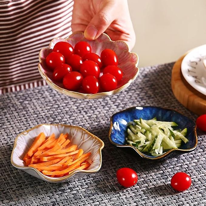 Dipping Sauce Dish Dipping Bowl Appetizer Plates 3 Oz Ceramics Sauce Dish Lotus Leaf Shape Ceramics Seasoning Dishes Ketchup Saucer Appetizer Vinegar Soy Sushi Seasoning Dipping Bowls Dipping Sauce Bo