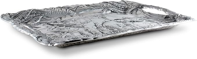 Arthur Court Designs Aluminum Elephant Clutch Tray Breakfast & Dinner Serving for Drinks Snack Fruits, Food Coffee Table Storage Tray for Home Decoration 20.5 inch x 14.5 inch