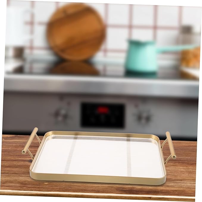 Cabilock Rectangular Serving Tray with Handles Small Decorative Tray for Coffee Table Kitchen Counter and Home Use for Tea Snacks and Cosmetics Display