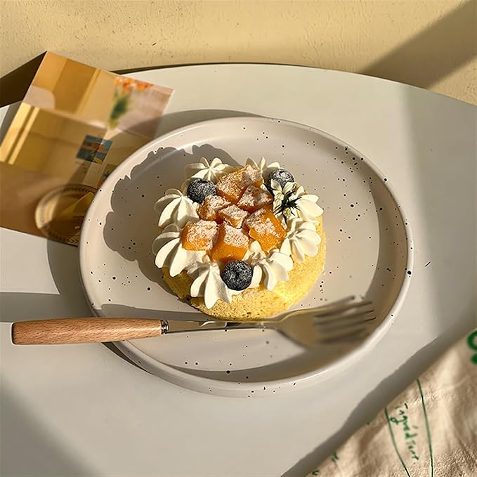 Pasta Bowls Appetizer Plates Ink Dot Pattern Dining Plate Simple Ceramic Dining Plate Household Kitchen Restaurant Round Plate Vintage Dessert Fruit Tray Dining Serving Plates for Parties
