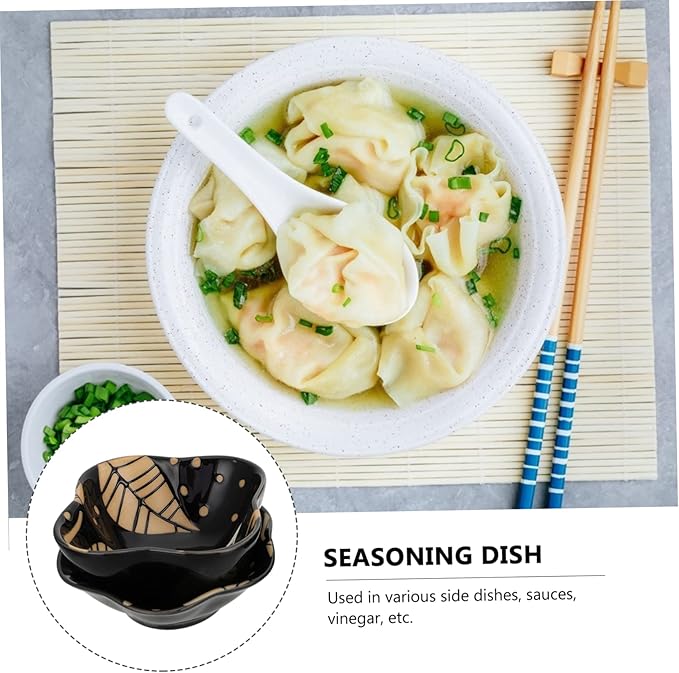 4pcs Fruit Dish Sauce Holders Ceramic Plate Soy Sauce Bowl for Kitchen