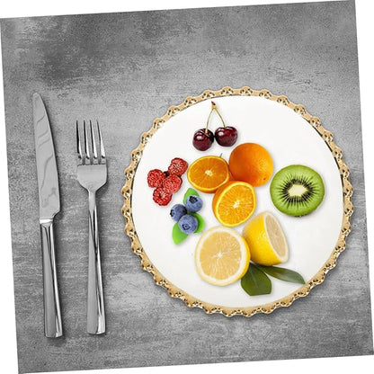 Mobestech Ceramic Double Appetizer Plate Stable Porcelain Dinner Plate for Party Festival Household Round Dessert and Fruit Serving Tray