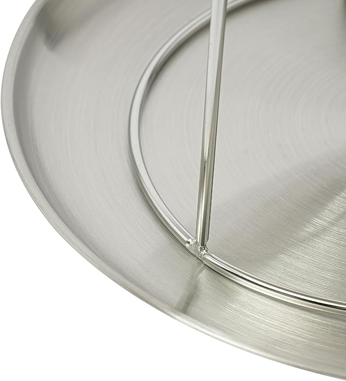 2-Tier Seafood Plate, Silver Round Pizza Tray Riser Rack, Food Holder with Bracket, Food Platter Tray, for Restaurant Buffet Wedding Party Platter