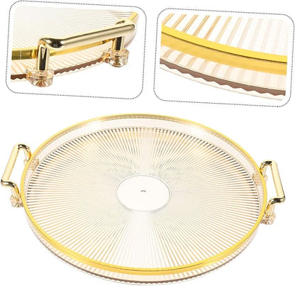 Alipis Round Dual-Handled Serving Tray Elegant Tea and Fruit Tray for Home Use Kitchen Accessory for Entertaining and Parties
