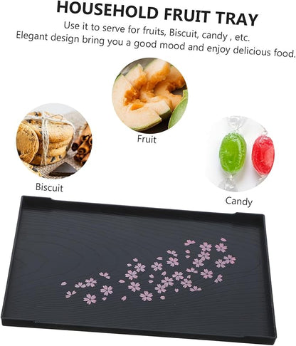 Happyyami Rectangular Tea Serving Tray with Elegant Pattern Multifunctional Food Platter for Snacks Fruits and Pastries Stylish Home Decor for Parties and Afternoon Tea