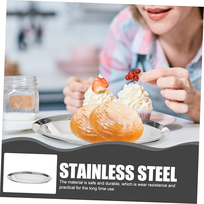 Stainless Boat Plate Divided Serving Tray Fish Plates Food Platter Oval Shape Metal Dish for Outdoor Picnic