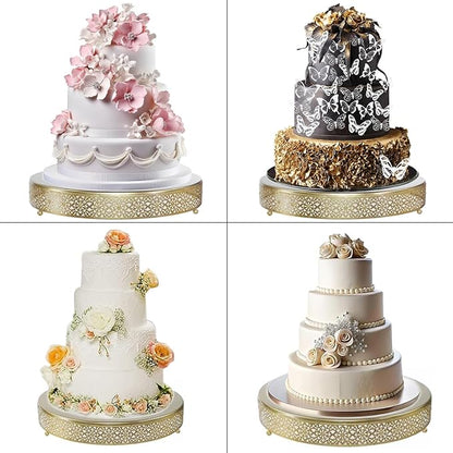 Cake Stand, Metal Round Cupcake Dessert Stand Cake Display Holder Cookies Fruit Serving Tray Decor for Wedding Party Birthday Baby Showers Anniversary (16in, Gold)