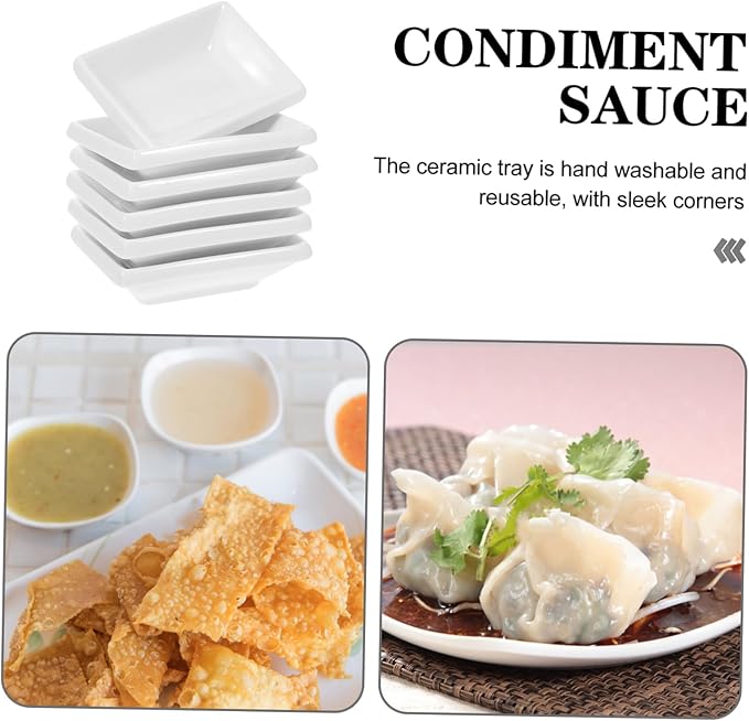 ABOOFAN 6pcs Ceramic Sauce Dishes Snack Plate Condiment Plate Appetizer Serving Tray for Chips Dip
