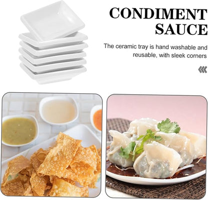 ABOOFAN 6pcs Ceramic Sauce Dishes Snack Plate Condiment Plate Appetizer Serving Tray for Chips Dip