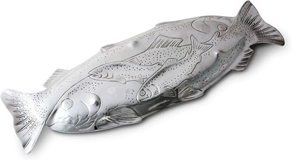 Arthur Court Designs Aluminum Trout Oblong Tray 19 inch x 6.5 inch