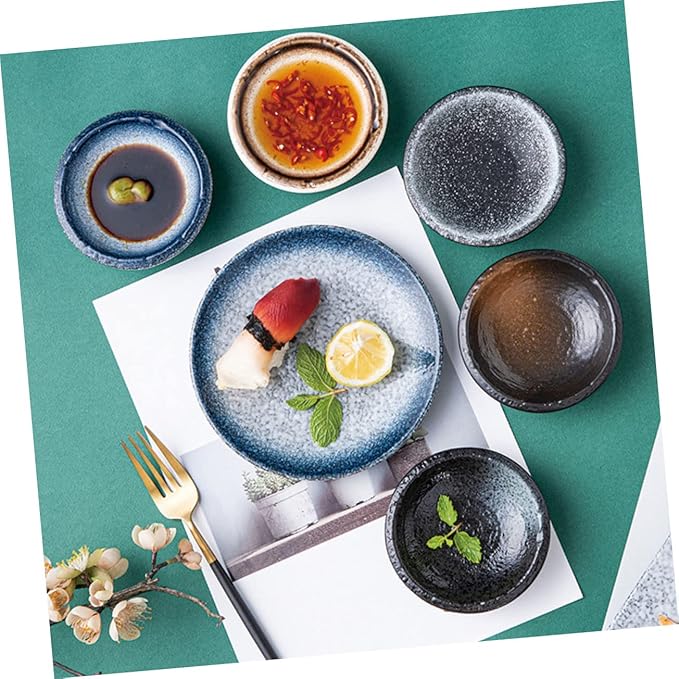 Happyyami 5pcs Ceramic Sauce Dishes Dipping Sauce Bowls Tray Seasoning Plate for Dishes Soy Dipping Bowls Appetizer Plates Decorative Condiment Vinegar Ceramic Condiment