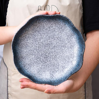 SONGCHAO Party Supplies 8-inch Vintage Plate Household Dish Salad Plate Ceramic Tableware Deep Plate Irregular Dinner Plate Kitchen Fruit Tray Party Plates (Color : B)