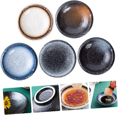 5pcs Ceramic Dipping Bowls for Condiments Mustard Plates Sauce Dishes Appetizer Dish Kitchen Supply