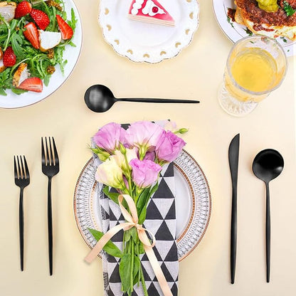 Matte Black Silverware Set for 8, LAZAHOME Stainless Steel Flatware Cutlery Set, 40-Piece Kitchen Utensil Set Include Spoons And Forks Set, Satin Polished Finished, Dishwasher Safe.