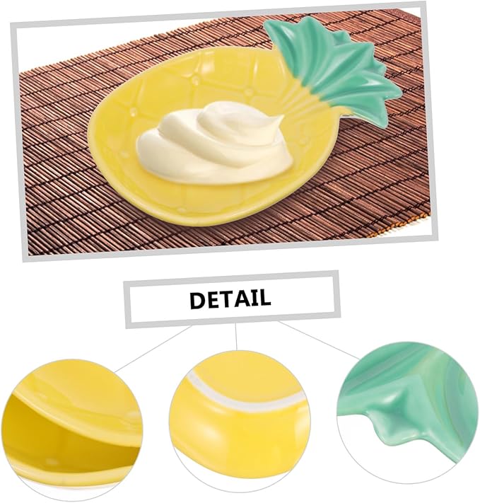 OUNONA 2pcs Ceramic Pineapple Sauce Dish Set Multifunctional Dipping Plates for Appetizers Seasoning Sauce Plates for Home Use and Parties