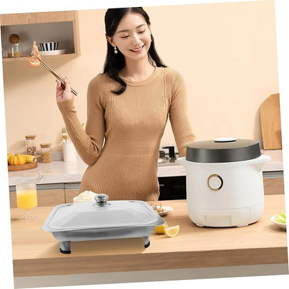 Luxshiny Stainless Steel Dinner Plate Platters Food Tray Rectangular Dish Banquet Serving Trays Reusable Snack Tray Buffets Style Elegant Buffet Trays with Lids Warmer Party Plastic Silver