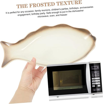 OUNONA Ceramic Fish Plate Japanese Style Serving Dish for Home Restaurant Decorative Food Plate for Desserts Appetizers Snacks for Parties Gatherings Easy to Clean