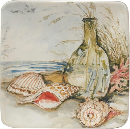 Certified International Coastal Landscape 6" Canape/Luncheon/Appetiser Plates, Assorted Designs, Multicolor, Medium, Set of 4