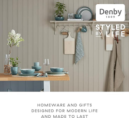 Denby - Elements Fern Green Dinner Set For 1-4 Piece Ceramic Tableware - Dishwasher Microwave Safe Crockery Single Place Setting - 1 x Dinner Plate, 1 x Small Plate, 1 x Cereal Bowl, 1 x Coffee Mug