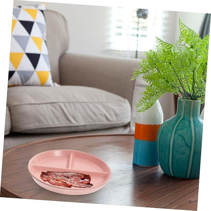 Happyyami Divided Ceramic Plate Boys and Girls Snack Plate Spin for Boys and Girls