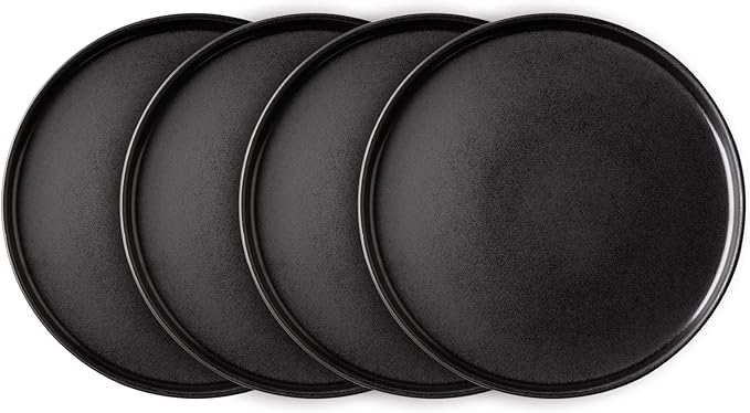 AmorArc Stoneware Dinner Plates Set of 6, 10.5 Inch Reactive Matte Glaze Ceramic Plates Set, Modern Dinnerware Dish set for Kitchen,Microwave, Dishwasher Safe, Scratch Resistant - Matte Black