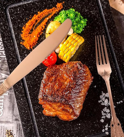 Stainless Steel Flatware serving set,Home Kitchen Eating Tableware Set,Dishwasher Safe,For Home Kitchen Restaurant Hote 4/16/24/32/40/48pcs 304 Embossed Palace Stainless Steel Cutlery Set Thickened St