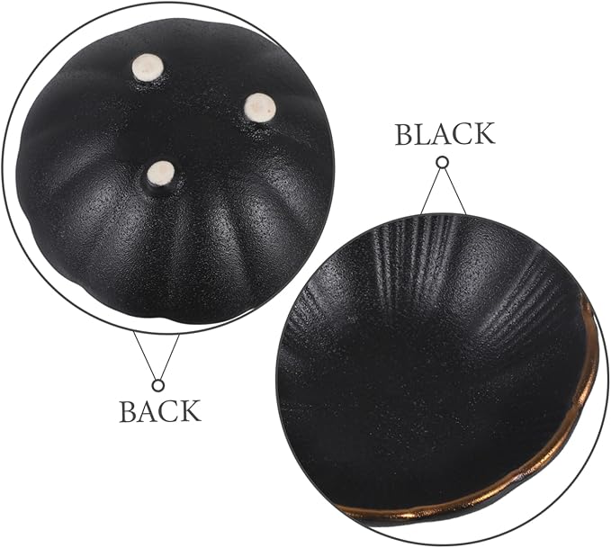 GLEAVI 1pc Black Rim Ceramic Sauce Plate Stylish Appetizer Dish for Dipping Sauces for Catering and Restaurants Easy to Clean Unique Design for Home and Dining Events