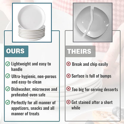 4 Piece Ceramic Appetizer Plates, 5.6 Inch Small Dessert Plates Set, White Round Plates for Bread, Butter, Snack, Lightweight Dinnerware Saucer Sets - Ivory, Oven, Microwave & Dishwasher Safe