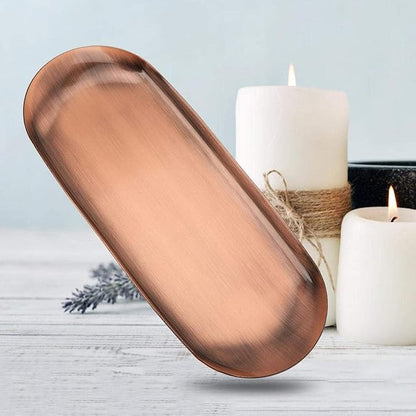 Large Storage Tray Candle Tool Tray Organizer Aromatherapy Tray Decorations for Desktop Plates(Large Retro Copper, 12)