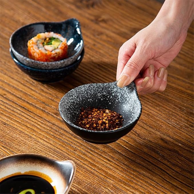 Appetizer Plates Home Restaurant Dip Dish Seasoning Dish Soy Sauce Vinegar Dish Ceramic Sushi Snack Seasoning Bowl for Condiment(Mo Xue)