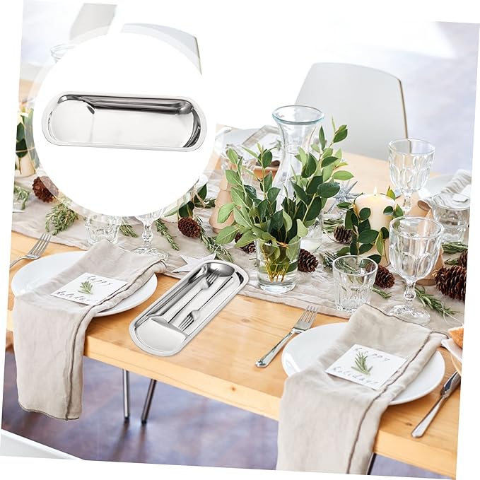 IMIKEYA 1pc Stainless Steel Serving Tray for Ladles and Utensils Multi-functional Tableware for Catering Buffets and Family Reunions Easy to Clean and Reusable Design