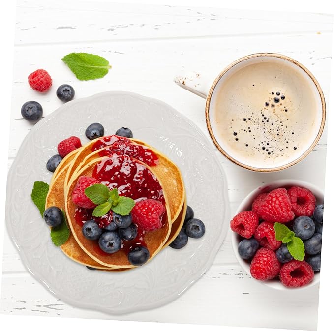 Amosfun Embossed Ceramic Plate Salad Dish for Appetizers Desserts Fruits Elegant Tableware for Weddings Parties and Home Dining Chic Food Serving Plate