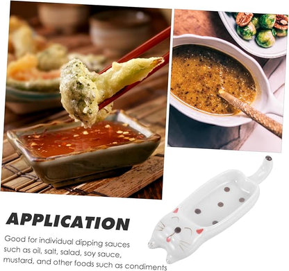 Happyyami Cute Cat Sauce Dish Multi Functional Dipping Container for Soy Sauce Condiments Snacks Plates for Kitchen Tabletop present for Parties Celebrations