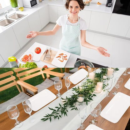 Irenare 20 Pcs 10 Inch Rectangular Salad Plates White Rectangular Porcelain Dessert Plates Appetizer Serving Tray Porcelain Platters for Fruit Sushi Dinner Parties, Microwave, Oven Safe