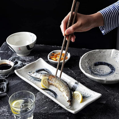 Japanese White Tableware Plates and Bowls Set of 14/25 * 38 Piece Ceramic Plate for Salads Soup Steaks Dishwasher Safe,